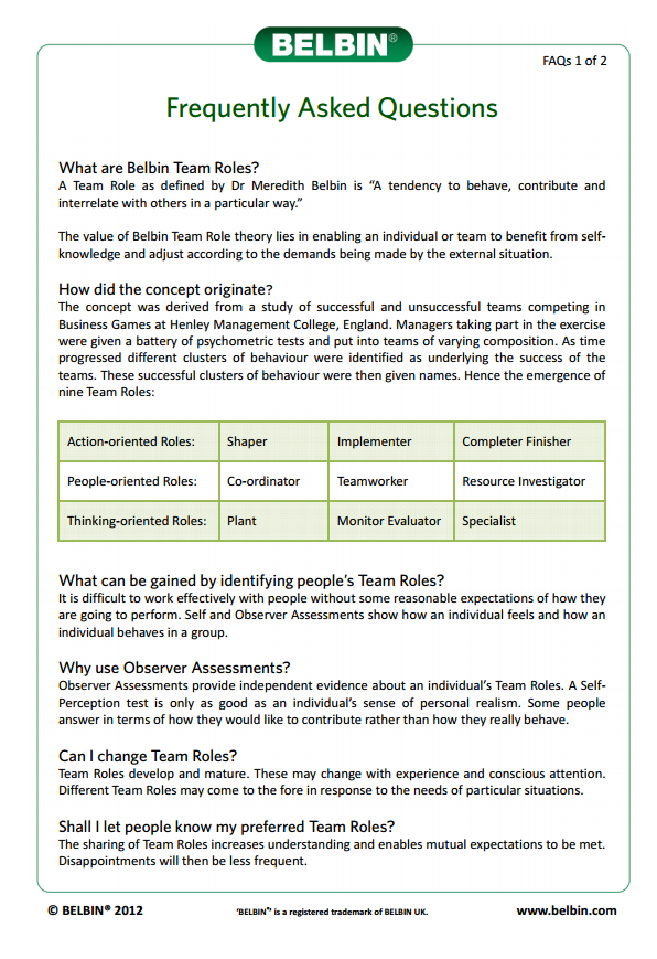 free belbin test pdf